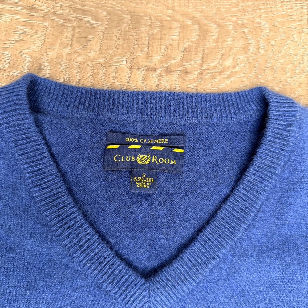 Club Room 100% Cashmere Sweater Blue Men's Small 2 Ply‎ Blue Luxury Collection - Picture 3 of 6
